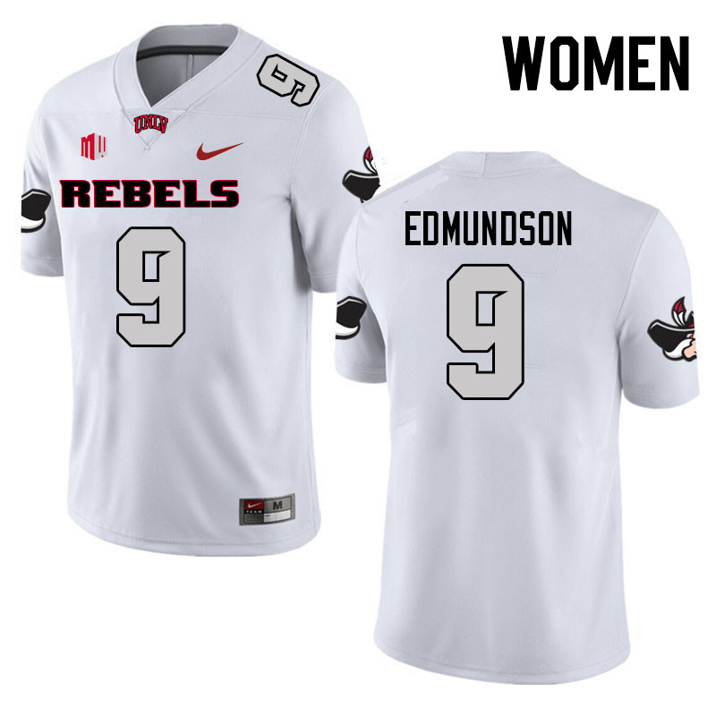 Women #9 Bo Edmundson UNLV Rebels College Football Jerseys Stitched Sale-White - Click Image to Close
